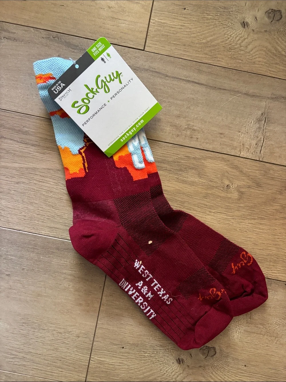 BUNDLE $3/$15  Sock Guy West Texas A & M  University Maroon Novelty Crew  nwt
